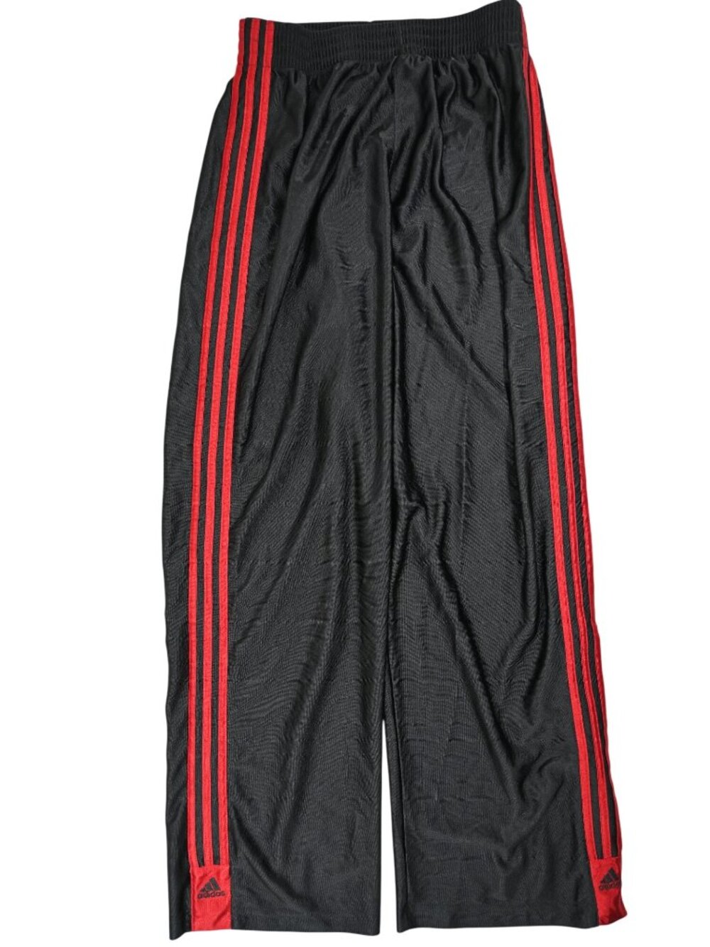 Adidas Vintage Side Stripe Wide Leg Track Pants in Black Red